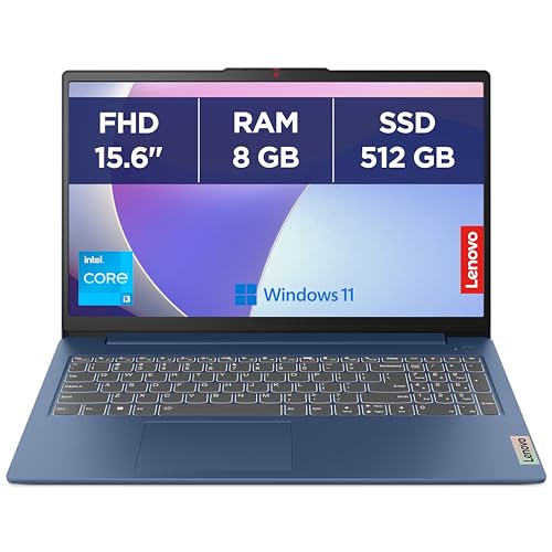 Lenovo IdeaPad Slim 3 15IAN8 - Ordinateur Portable 15.6'' FHD (Intel Core i3-N305, RAM 8Go, SSD 512Go, Intel UHD Graphique, Windows 11 Home) Clavier AZERTY Français - Blue