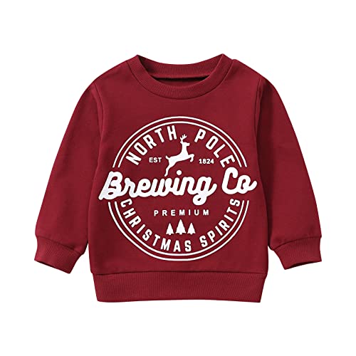 Xmas Child Toddler Infant Baby Boys Girls Letter Long Sleeve Sweatshirt Tops Christmas Outfit Fleece Jacket Baby