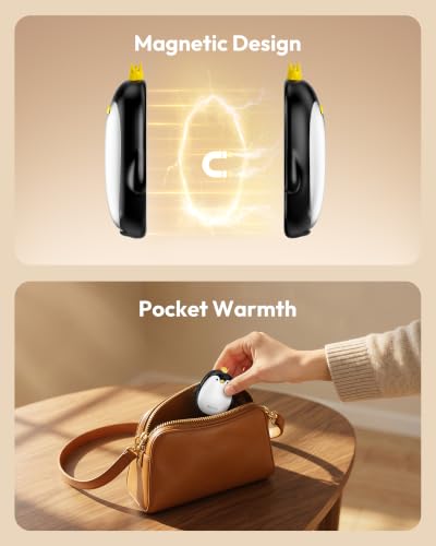 Gaiatop Magnetic Hand Warmers Rechargeable 2 Pack 3 Settings Cute Pocket Penguin Fast Hot - image 4