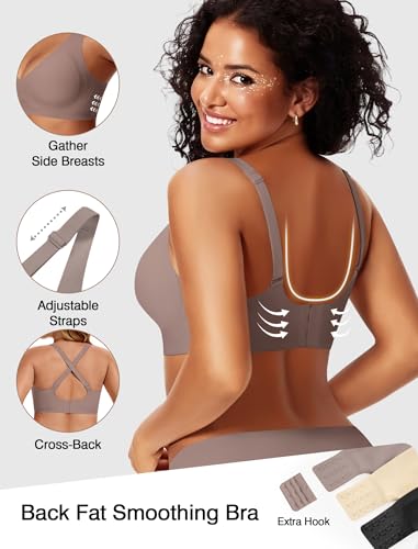 Image of Deep V Wireless Jelly Bras for Women Push Up Bralette Seamless No Underwire Support T-Shirt Comfort Plunge Full Coverage