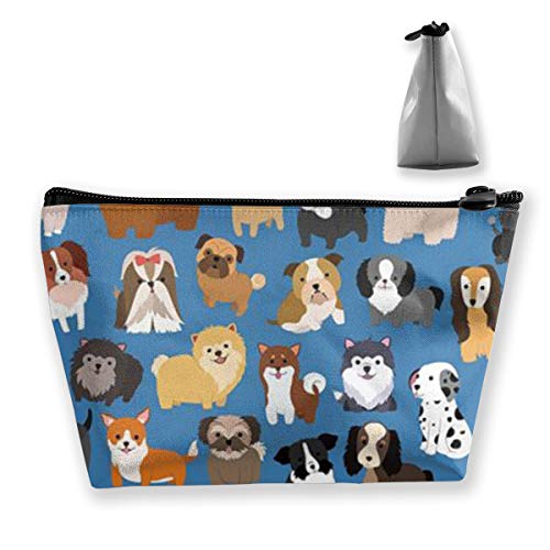 Animal Dogs Roomy Cosmetic Bag Waterproof Travel Makeup Toiletry Pouch Small Accessories Organizer with Zipper for Teens Girls Purse