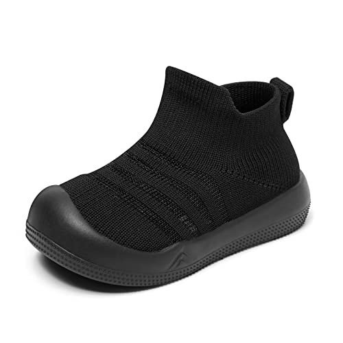 Eashi Baby Shoes Girls Boys Breathable Baby Sock Shoes With Non Slip Soft Rubber Sole Infant First Walking Sneaker Toddler Slipper Lightweight 12-15 Months Black #TOP14