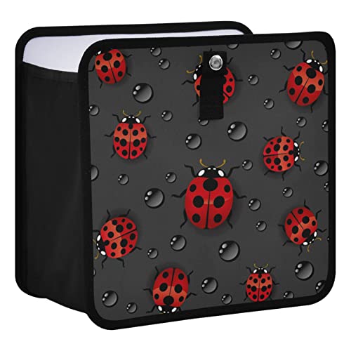 Image of Ladybugs Scarab Dark Gary Car Trash Can, Foldable Hanging Car Trash Bag, Small Waterproof Car Accessories Garbage Bin