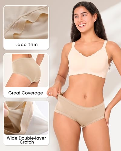 BAMBOO COOL Women's Underwear Mid Waisted Brief Ladies Panties Moisture Wicking Stretchy Full Coverage, 5 Pack4