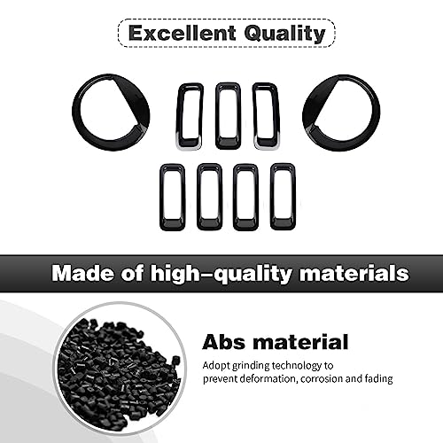 Image of CheroCar for Jeep Patriot Grille Grill Insert & Headlight Turn Light Cover Trim Exterior Accessories for Jeep Patriot 2011-2016,Black Without Mesh