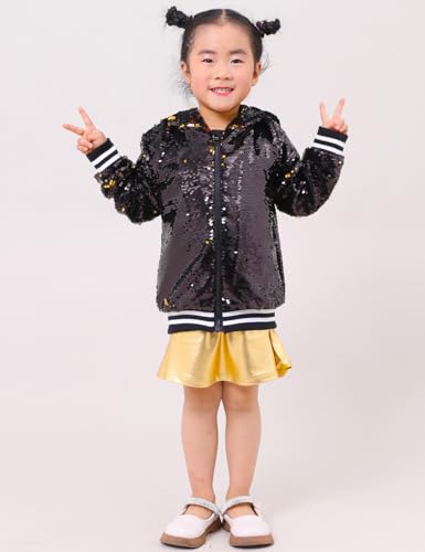 Girls Flip Sequin Jackets Striped Kids Unique Stylish Jacket Zip Up Coat Sparkle Outwear Birthday Shiny Clothes4