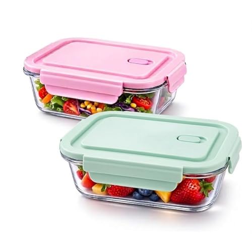 Image of 650 ML Glass Meal Prep Containers with Airtight Lids | Food Storage Containers Microwave, Oven, Freezer & Dishwasher Safe (Pack of 2)