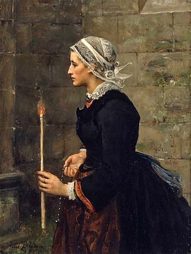 Impression sur toile Femme au cône Jules-Adolphe Breton 60x90cm pour chambre