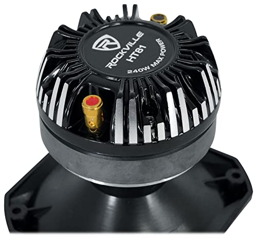 Rockville HT81 Titanium Compression Tweeter, 1.35" Voice Coil, 240W, 8 Ohm, ABS Horn, Screw-On, Clear Highs, Perfect for Pro and Car Audio Systems