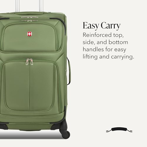 Image of SWISSGEAR Sion Softside Expandable Spinner Luggage Durable Lightweight Travel Suitcase, Evergreen, Checked-Medium