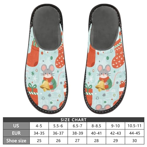 Slippers for Women Christmas Mice with Stockings Soft Fuzzy Women's Slippers Indoor and Outdoor Shoes3