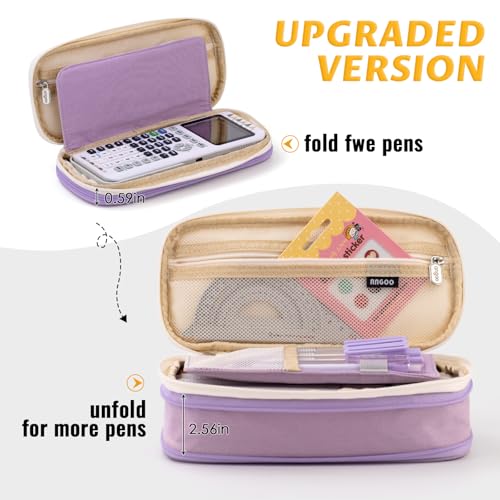 Image of EASTHILL Fabric Big Capacity Pencil Pen Case Office College School Large Storage High Capacity Bag Pouch Holder Box Organizer (Khakhi),Blue