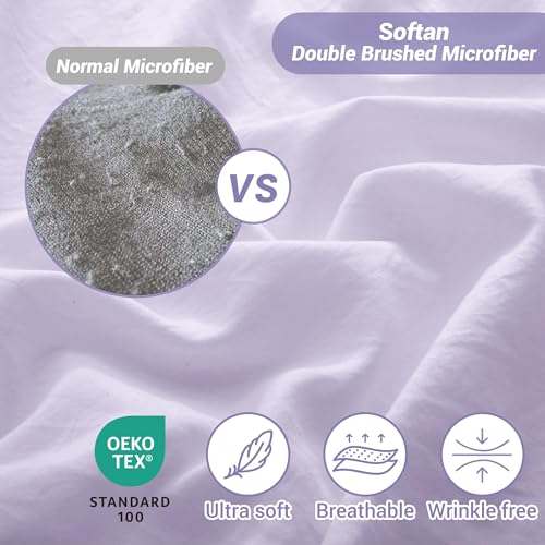 Image of Softan Microfiber Queen Sheet Set with Non-Slip Corner Straps, Voilet