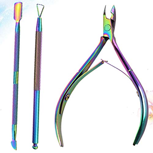Alicate de cutícula PretyzOOM 3 peças de empurrador de cutículas de aço inoxidável profissional para