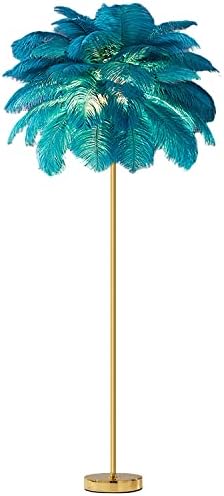 Modern Floor Lamps Ostrich Feather Floor Lamp Green Feather Lamps with Gold Body Feather Floor Lamps for Living Room Gold Floor Lamp G4 Bulbs (H:160cm)(Green)