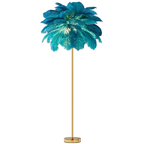 Modern Floor Lamps Ostrich Feather Floor Lamp Green Feather Lamps With Gold Body Feather Floor Lamps For Living Room Gold Floor Lamp G4 Bulbs (H:160Cm)(Green) #TOP2