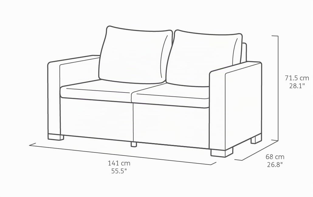 Keter Divano 2 posti da Esterno California Adatto per arredare Il Giardino con Cuscini Inclusi, Color Cappuccino 141x68x71,5 cm