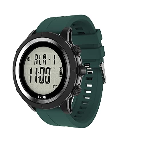 ランニングウォッチ GPS 光式心拍計 腕時計 デジタル ウォッチ 防水 軽量 歩数計 EZONT909 (グリーン)