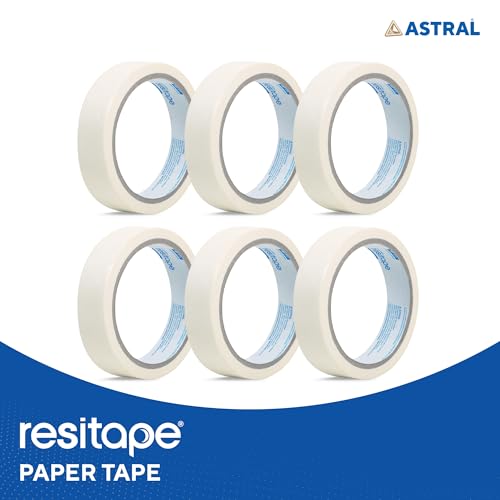 Image of RESITAPE Astral MT (313) Paper Tape | 24 mm x 20 mtr | Pack of 6 | Eco-friendly | Easy-tear Masking Tape, Long Holding Time | Residue-free Removal | Multi-surface Use
