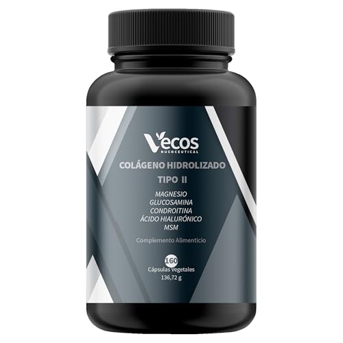 Colágeno Hidrolizado Tipo II - 160 Cápsulas Vegetales - Ayuda a Prevenir el Dolor y la Inflamación en las Articulaciones - Efecto Antiinflamatorio y Antioxidante - Complemento Alimenticio