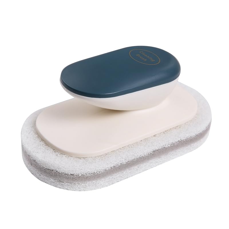 Image of No-Scratch Scouring Pad Brush Whit Comfortable Handle,Cleaning Brush for Kitchen Bathroom Bathtub Toilet Swiming Pool,Dish Brush,Sponge Cleaning Scrubber (Blue)