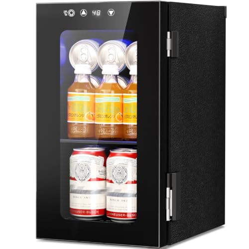 Image of Antarctic Star Beverage Refrigerator, 10L Portable mini fridge with Electronic Temperature Control, 40-61F Glass Door, Small Drink Fridge for Bedroom, Dorm, Office, Bar & Kitchen