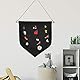 3er Set Emaille Pin Wall Display Banner, Baumwolle Hanging Banner mit Holzaufhänger für Display Pins, Buttons und Etikettensammlungen - 17.5x16.8 cm (Schwarz)