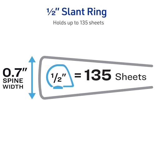 Image of Avery Heavy-Duty View 3 Ring Binder, 0.5 Inch One Touch Slant Rings, 135-Sheet Capacity, DuraHinge, 0.7 Inch Wide Spine, Customizable Clear Cover and Spine, 1 Black Binder (79381) (Pack of 6)