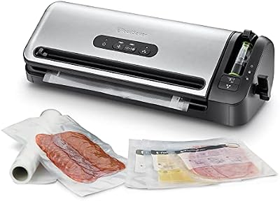 FoodSaver Envasadora al Vacío con un Cutter Incorporado, Funciones «solo sellado», «húmedo/seco» y «marinar», incluye Rollos/Bolsas [FFS017X]