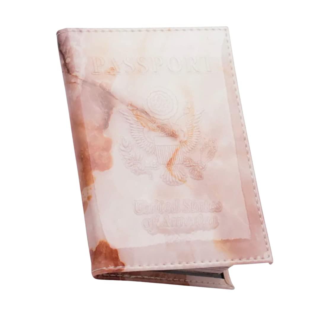 Pretty Little Passports Marble Passport Cover Vaccine Card Holder Combo, Chrome Passport Holder with Vaccine Card Slot (Barite)