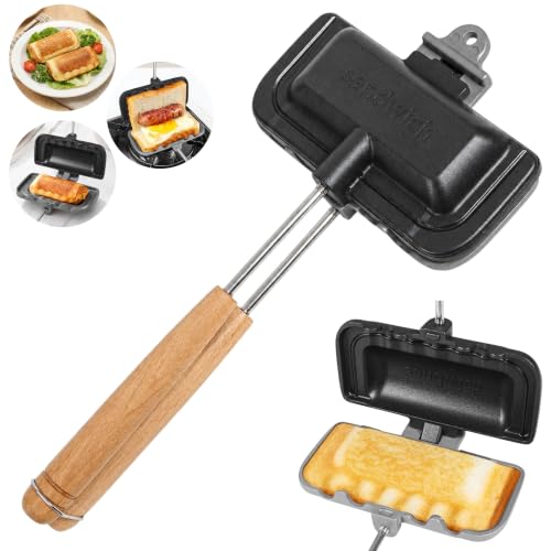 4w1h Sandwich Maker Hot Dog Toaster, Double-Sided Panini Press Baking Pan