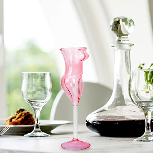 Doitool Miss Wine Glass Body Glass Set Of 2 Clear Cocktail Glass Body Shaped, Unique Martini Glasses Beauty Body Shaped Wine Glass Goblet Cups Glassware For Ktv Home Bar Club Restaurant ( Pink ) #TOP7