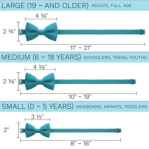 Bow Tie House Boys Classic Pre-Tied Bow Tie Formal Solid Tuxedo (Medium, Avalon Teal) - Thumbnail 4