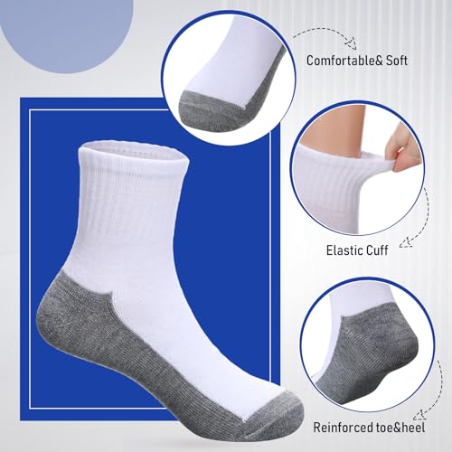 Ramede 100 Pairs Kids Socks Boys Crew Cushioned Ankle Soft Ribbed Girls Athletic Socks for Kids3