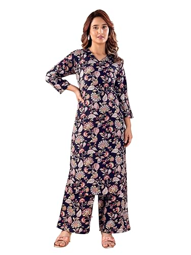 Image of MS VHCK ENTERPRISE Women's Rayon Straight Printed Kurta with Palazzo