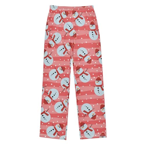Boys' Pants Christmas Snowman Red Hat Stripes Long Bottoms Jogger Pants Elastic Waist Trousers with Pockets S-XL