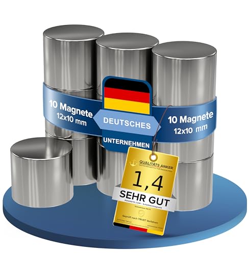 10x Neodym Power Magnet silber: Scheibenmagnet extra stark rund...