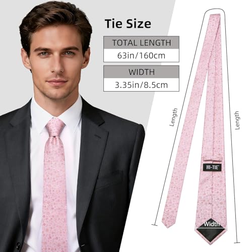 Image of Hi-Tie 63 inches Striped Paisley Extra Long Ties for Men Silk Necktie with Lapel Pin Tie Clip Big and Tall Men Formal Wedding