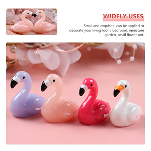SAFIGLE 10 peças de decoração de mini flamingos, flamingos coloridos de resina para quintal, decoraç