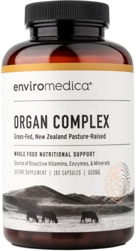 Enviromedica Grass-Fed Organ Complex: Freeze-Dried Beef Liver, Kidney, Heart, and Pancreas (180ct)