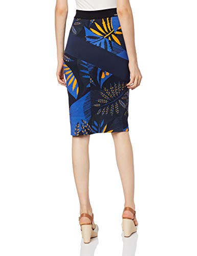 Forum Saia Midi Estampada Feminino, P, Azul/Laranja