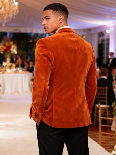 Image of Barry.Wang Velvet Mens Blazer Mardi Gras Sport Coat Brooch Regular Fit Tuxedo Peaked Lapel Suit Jacket Carnival Parade