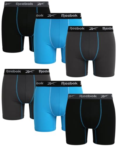 Reebok Men's Boxer Briefs - 6 Pack Sustainable Performance Underwear Boxers for Men with Contour Pouch (Sizes: S-XL)