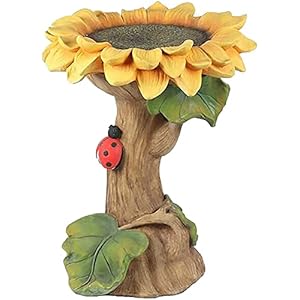 Zonnebloem Design Tuin Vogelbad, Polyresin Zonnebloem Vogelbad, Handgemaakte Wild Bird Feeder en Vogelbad Bowls voor Outdoor Tuin Achtertuin, Vogelbad Vogelbak Spel voor Tuin Outdoor Decoraties