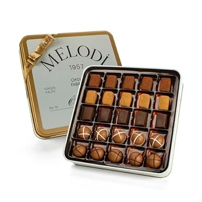 Carians Father's Day Gourmet Special Chocolate Gift Box, 25 Artisan Pralines and Truffles, Premium Tahini, Pistachio Ganache and Cinnamon Sahlep Flavors, High Cocoa Butter and Real Sugar, 8.9oz