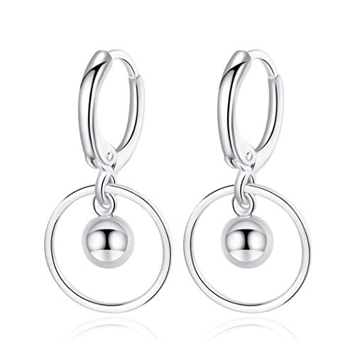 Canarea 1 Paar Damen Mädchen ohrringe silber 925 mit Anhänger mode Runde Edel creolen mode ohrhänger für Frau/Freundin/Tochter Cover