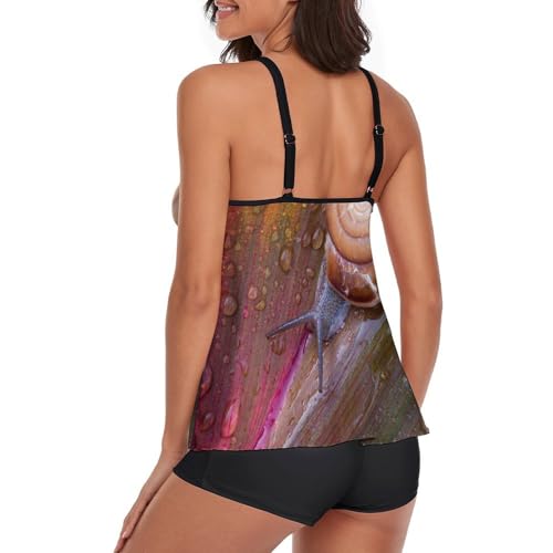 Maillot de bain tankini anti-complexes avec short de garçon et robe fluide