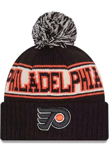 New Era NHL Mens Team Logo Retro Cuffed Knit Pom Hat (Philadelphia Flyers)