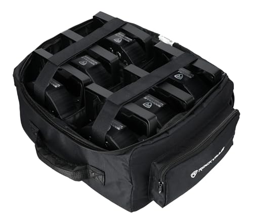 Image of Rockville RLBP6 Padded Backpack for 6 Par Lights Bag with Dividers+Handle+Straps | Removable Dividers, Padded Handle, Backpack Straps, 10mm Foam, 600D Nylon, 1.8 lbs, Rubber Feet, External Compartments