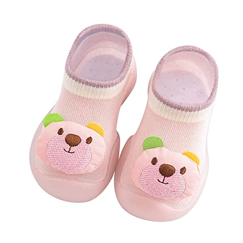 Baby Toddler Sock Toddler Kids Infant Newborn Baby Boys Girls Shoes First Walkers Cute Cartoon Animals Antislip Shoes (Pink, 6-12 Months)